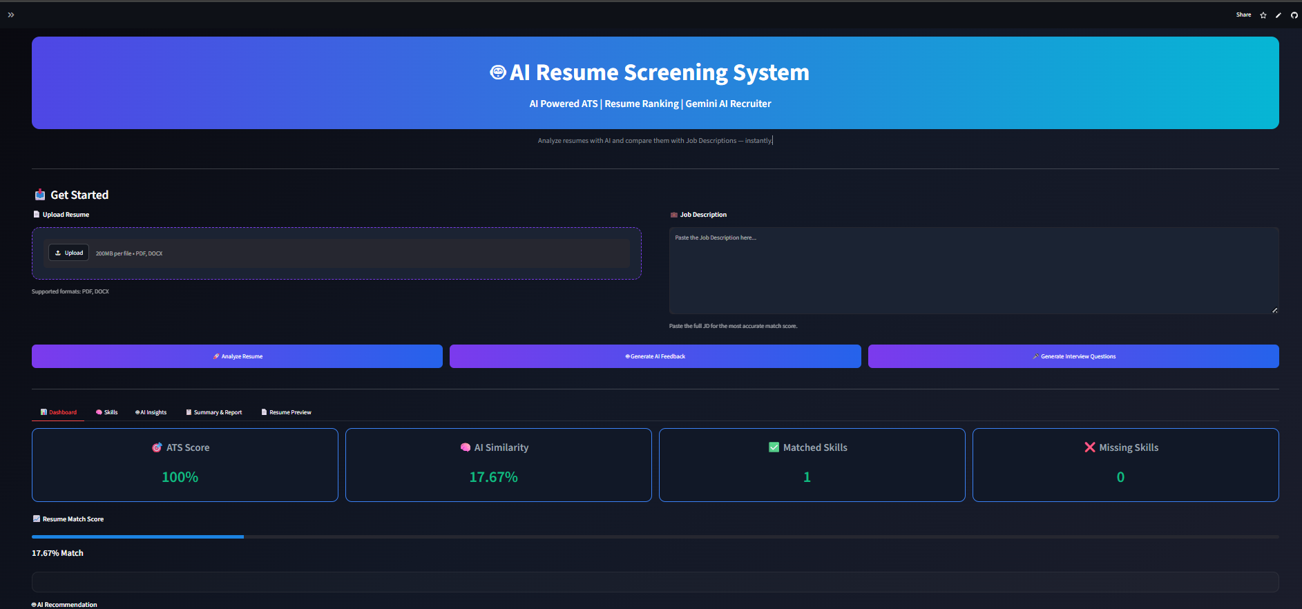 AI Resume Screening System 